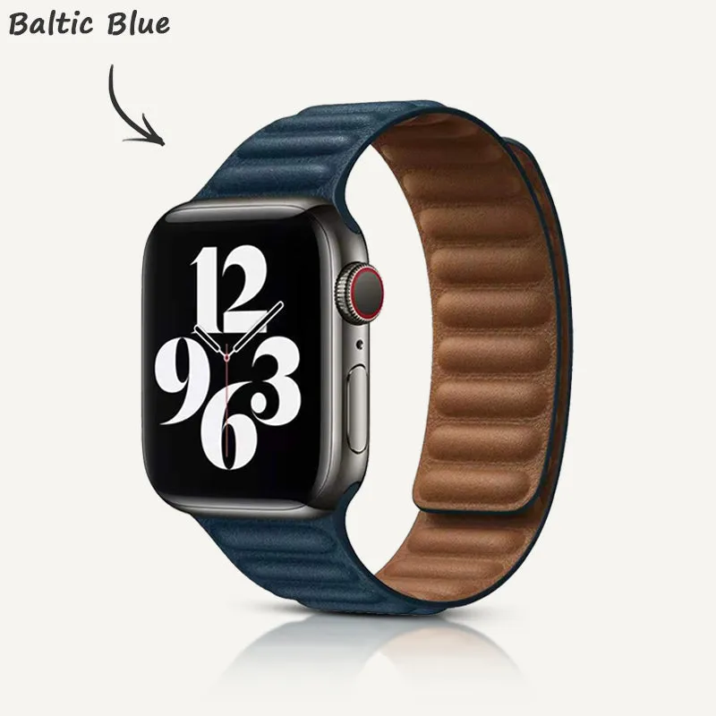 Black | Leather Link Magnetic Strap