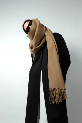 CASHMERE WOOL MAXI SCARF IN BEIGE