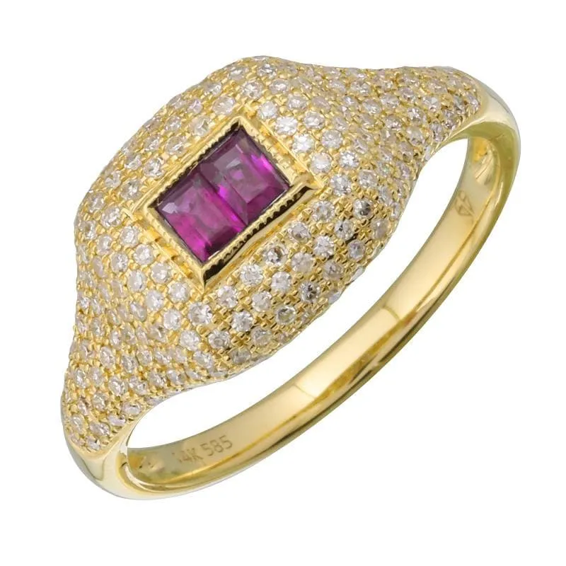 Center Baguette Signet Ring