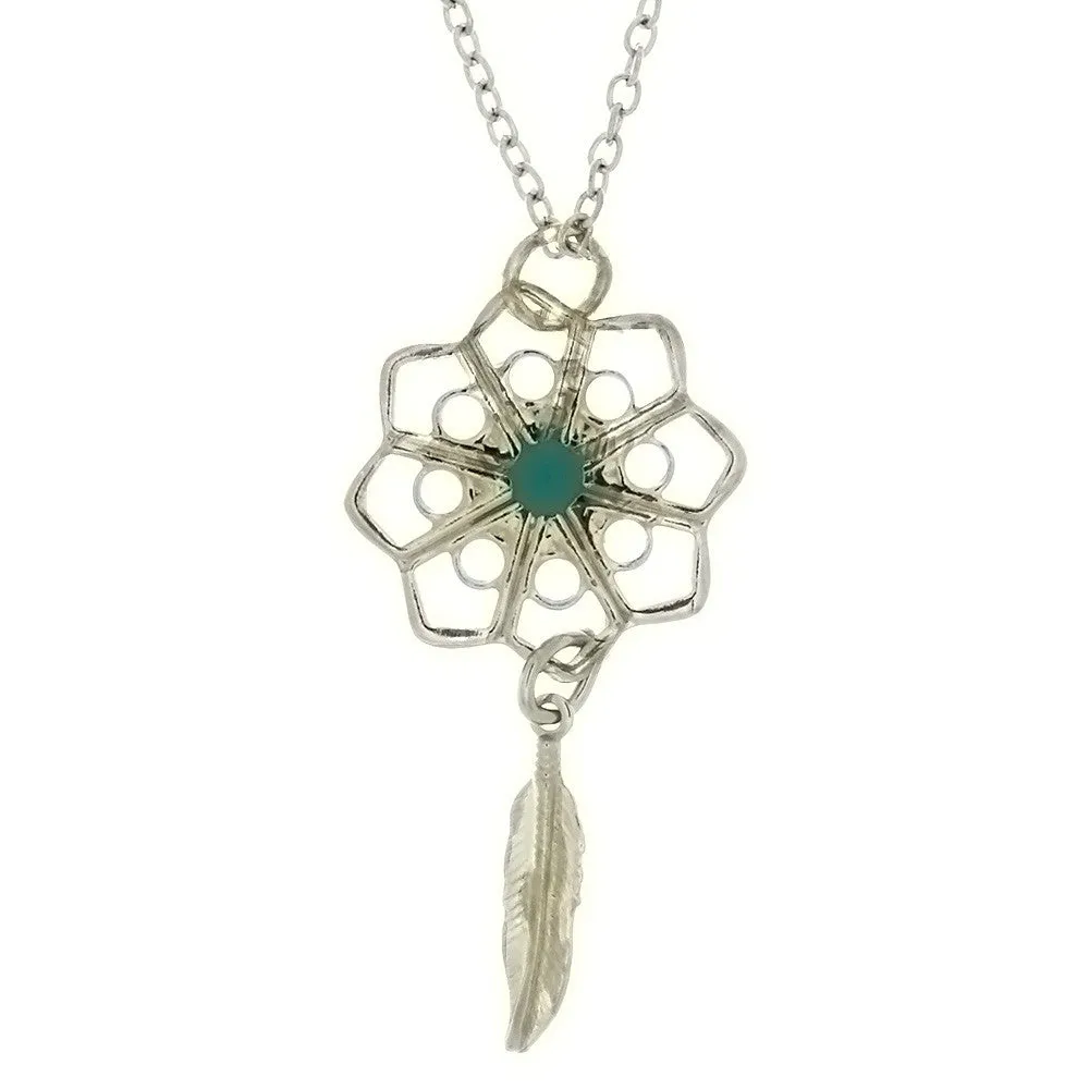 CHAIN CHARM DREAMCATCHER & FEATHER NECKLACE