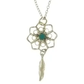 CHAIN CHARM DREAMCATCHER & FEATHER NECKLACE
