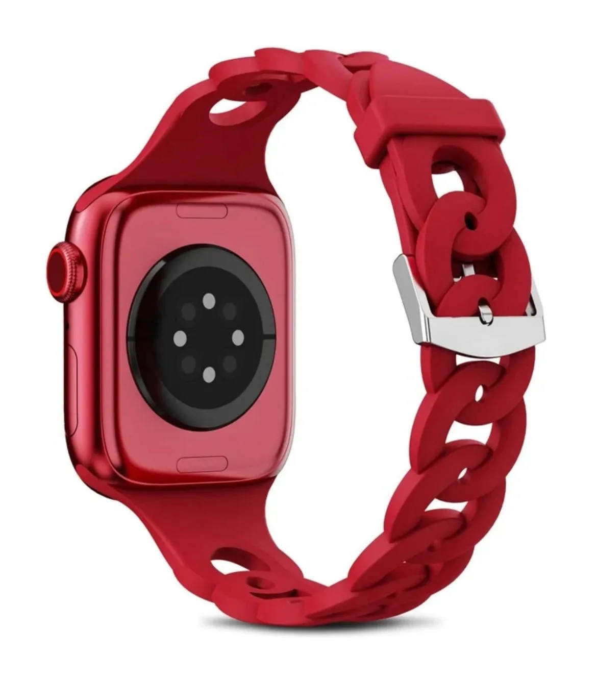 Chain Link Silicone Watch Band - Red