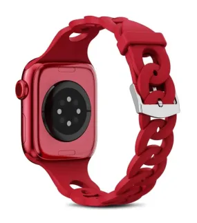 Chain Link Silicone Watch Band - Red
