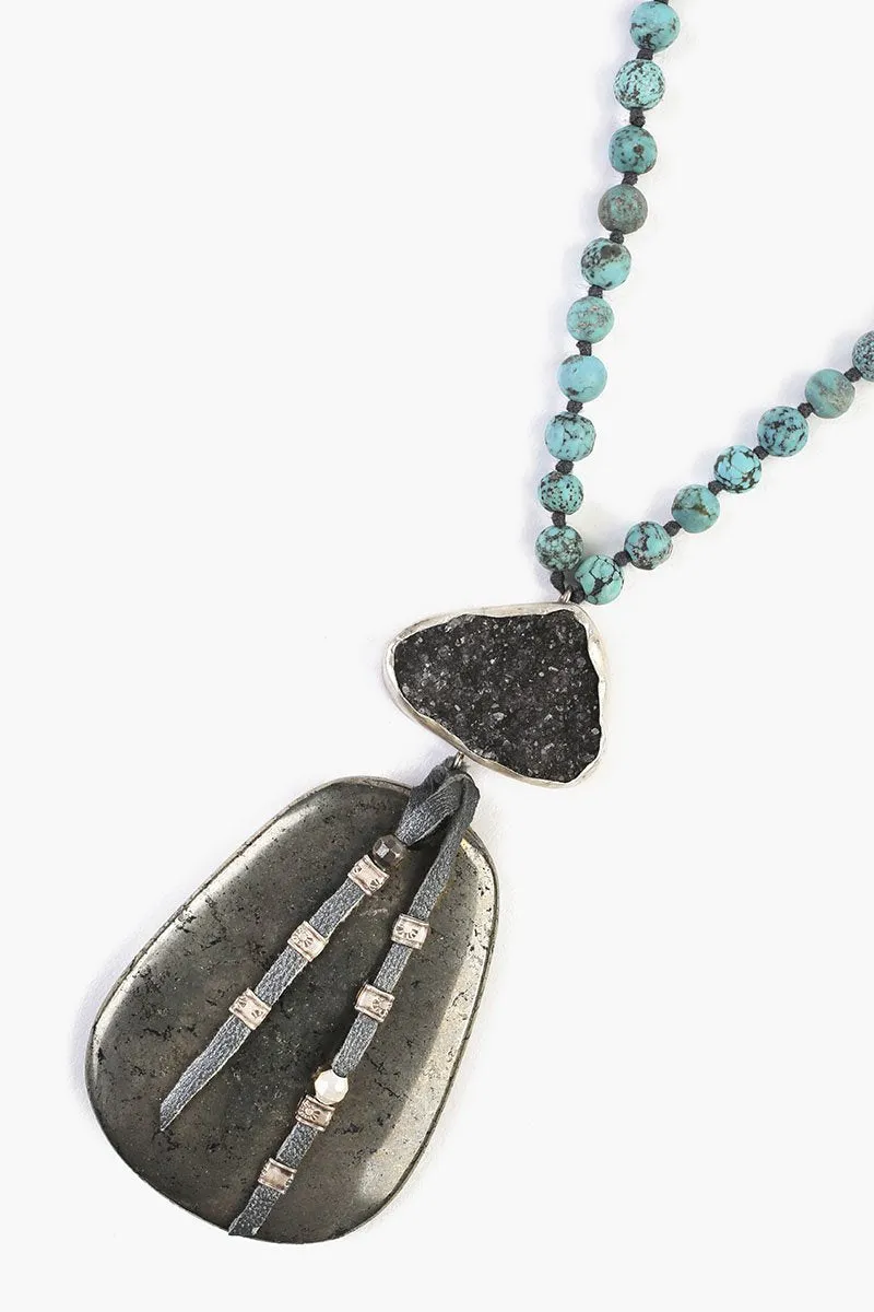 Chan Luu Turquoise Mix Stone Pendant Necklace
