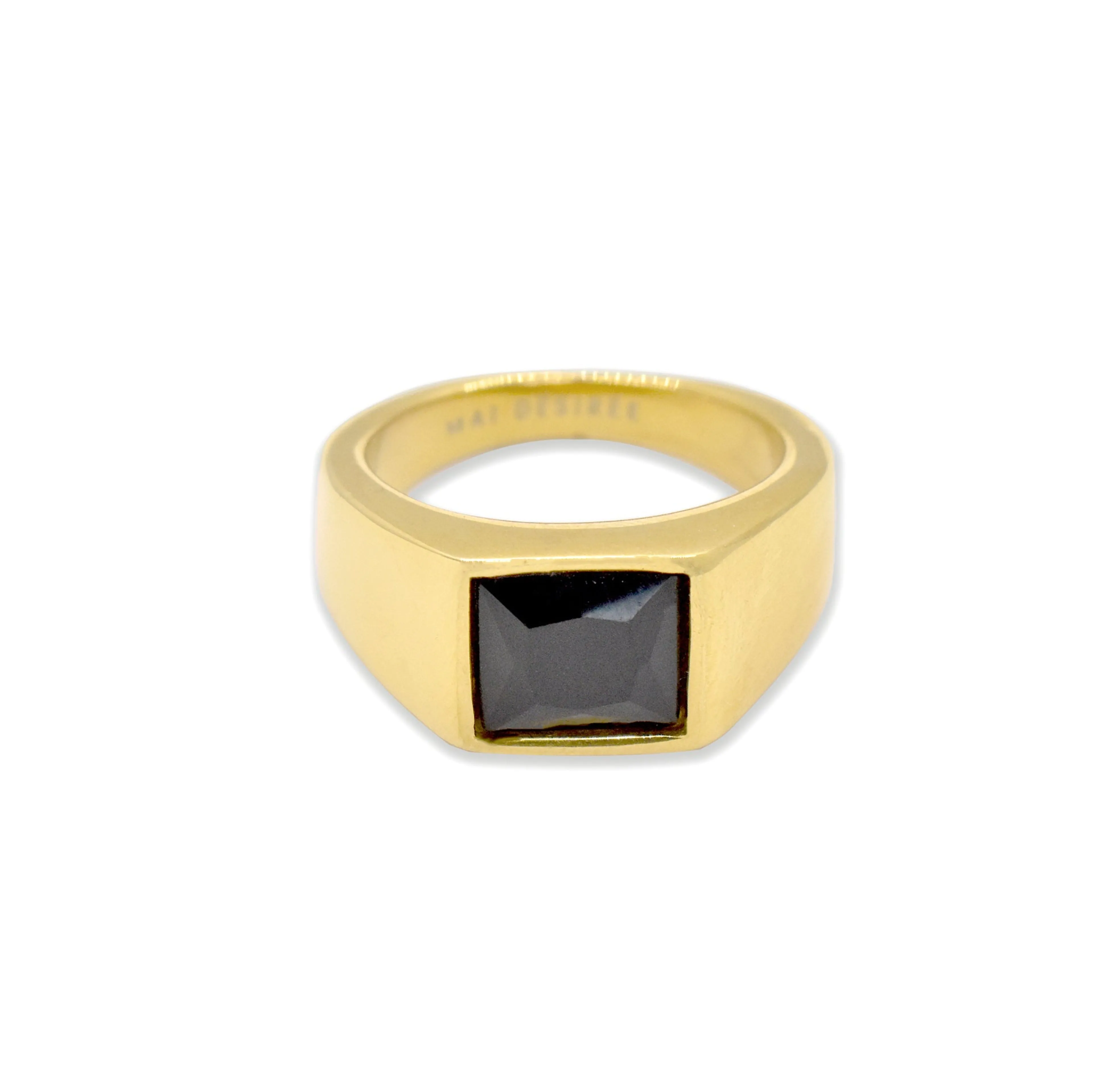 CHICAGO GOLD BLACK ONYX SIGNET RING