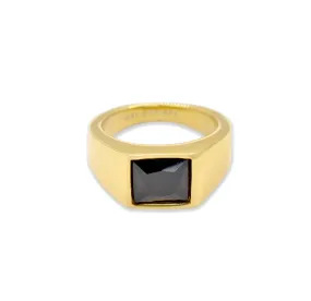 CHICAGO GOLD BLACK ONYX SIGNET RING