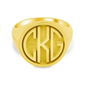 Circle Round Monogram Signet Ring for Men