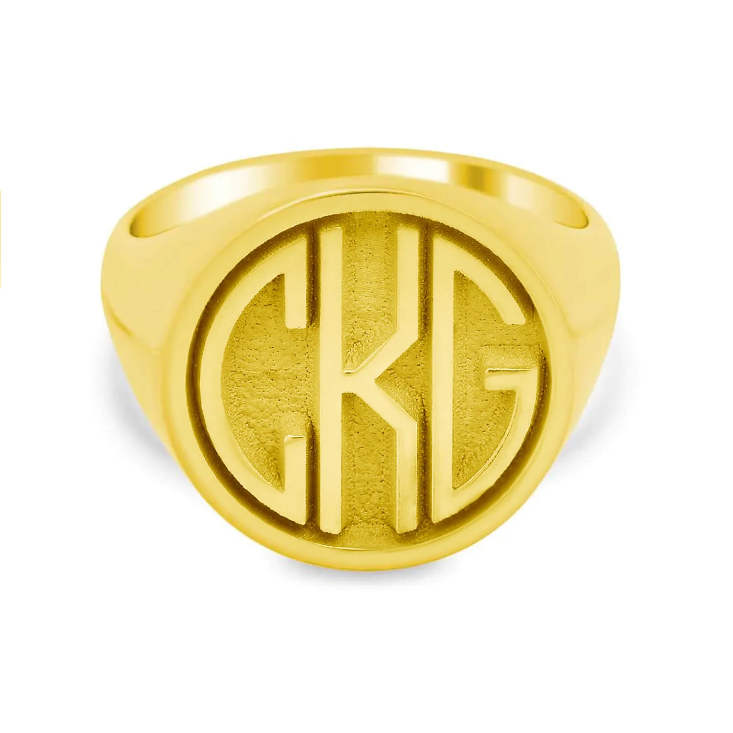 Circle Round Monogram Signet Ring for Men