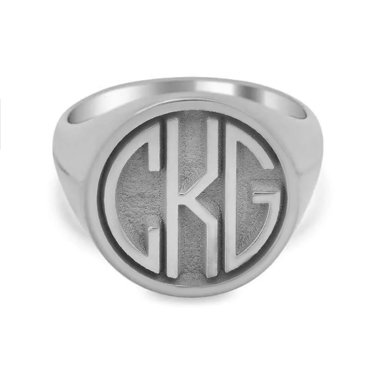 Circle Round Monogram Signet Ring for Men