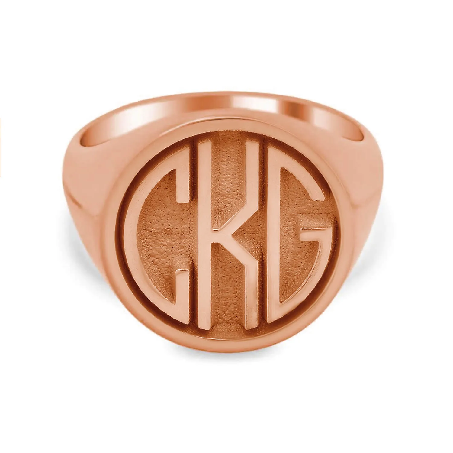 Circle Round Monogram Signet Ring for Men