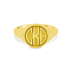 Circle Round Monogram Signet Ring for Women