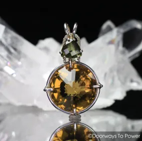 Citrine & Moldavite Radiant Heart Quartz Crystal Pendant