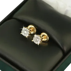 Cluster Mini Diamond Earrings .19cttw 10K Yellow or White Gold