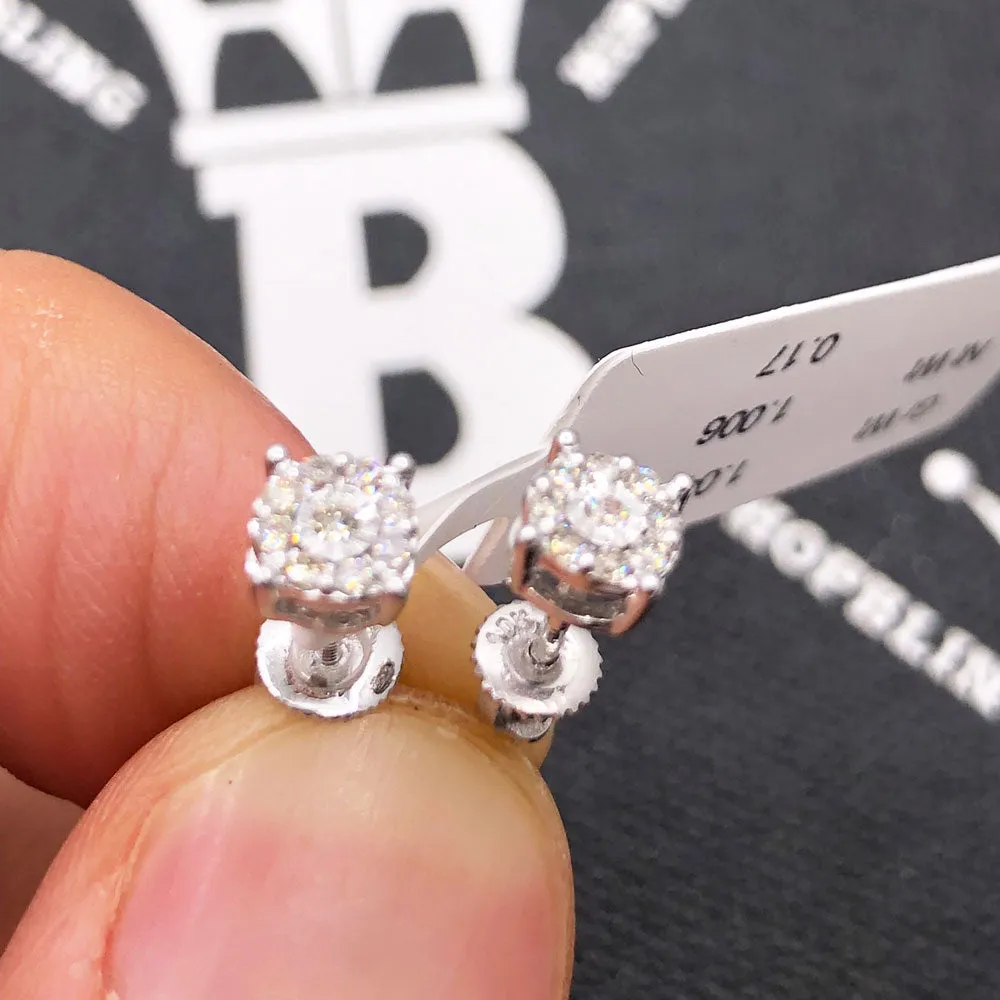 Cluster Mini Diamond Earrings .19cttw 10K Yellow or White Gold