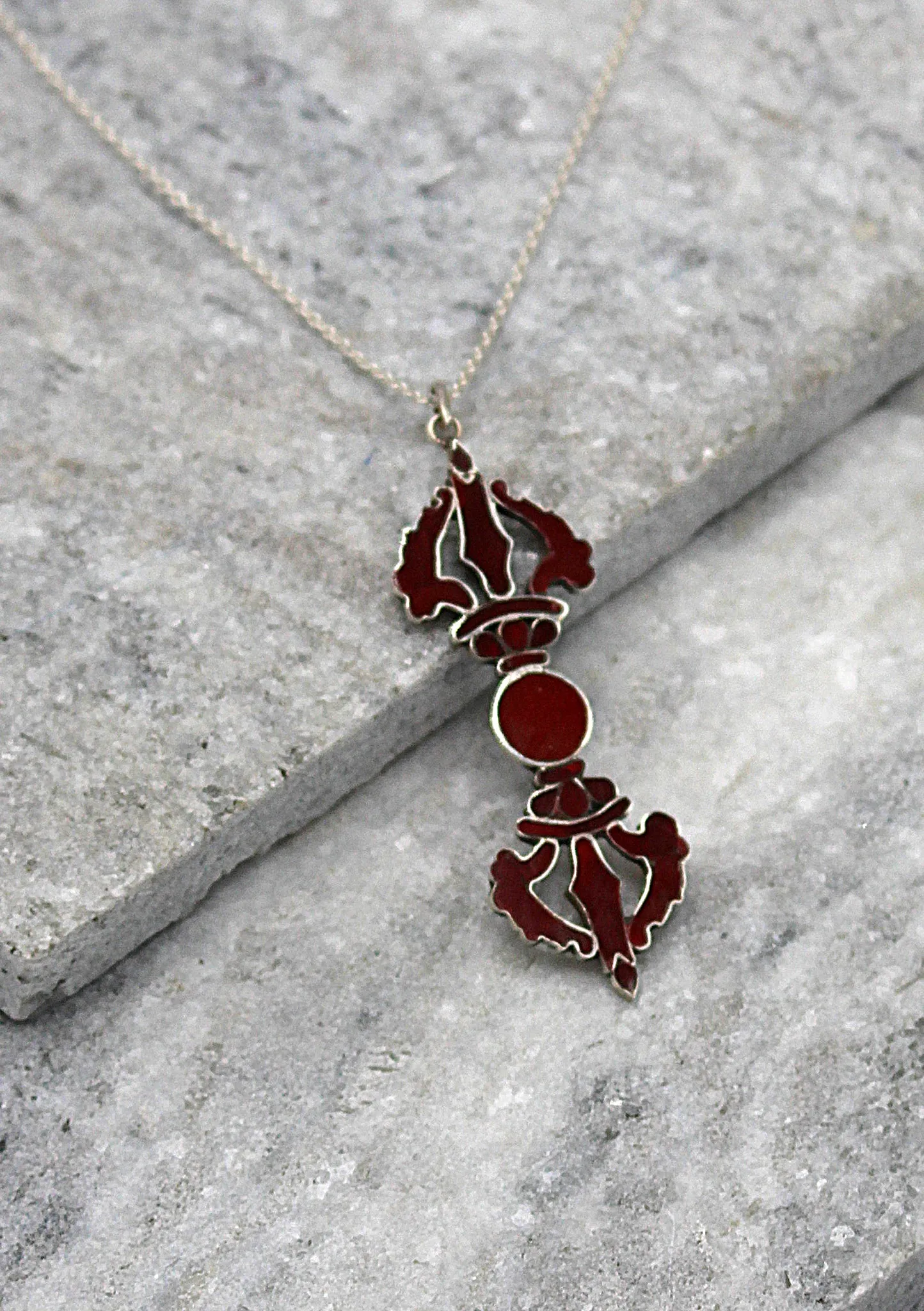 Coral Dorjee Sterling Silver Pendant