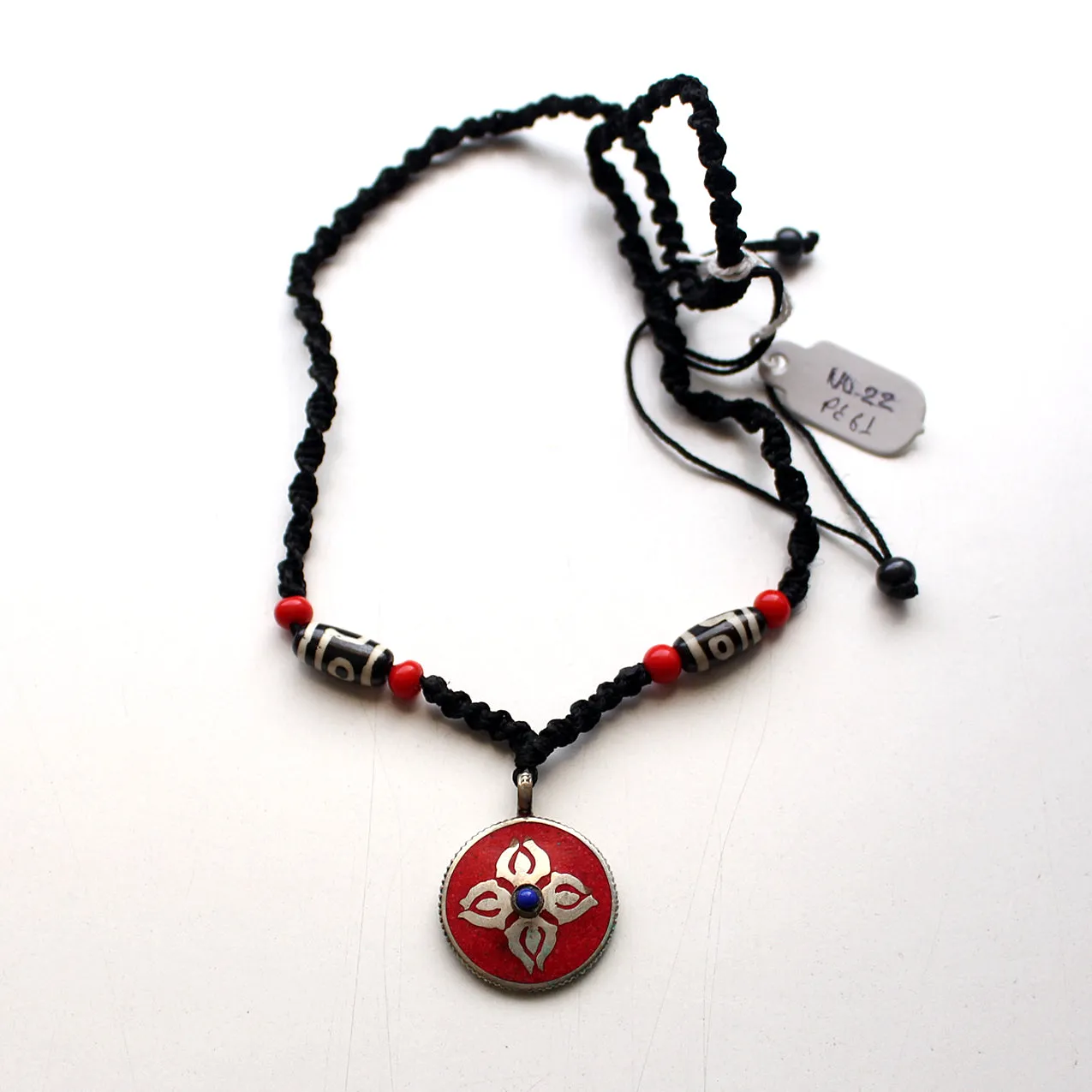 Coral Inlaid Double Dorjee Pendant