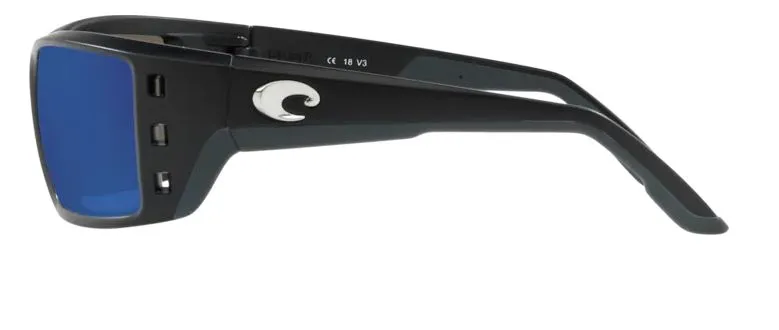Costa Del Mar Mens Permit Matte Black Frame - Blue Mirror 580 Glass Lens - Polarized Sunglasses