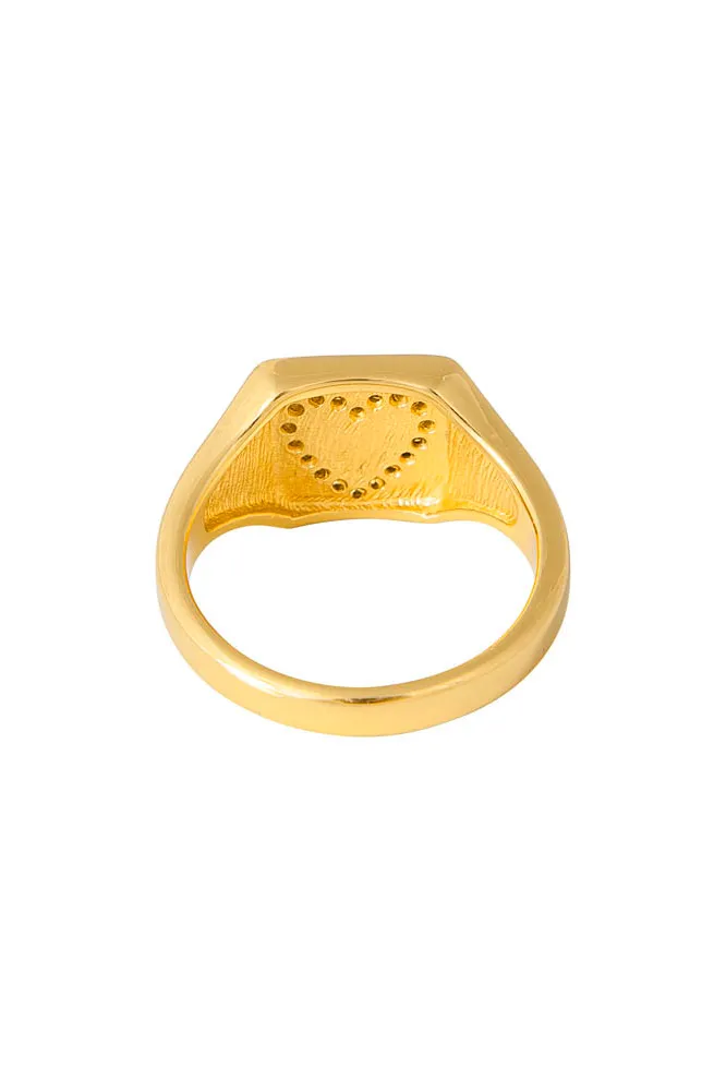 Crystal Heart Signet Ring