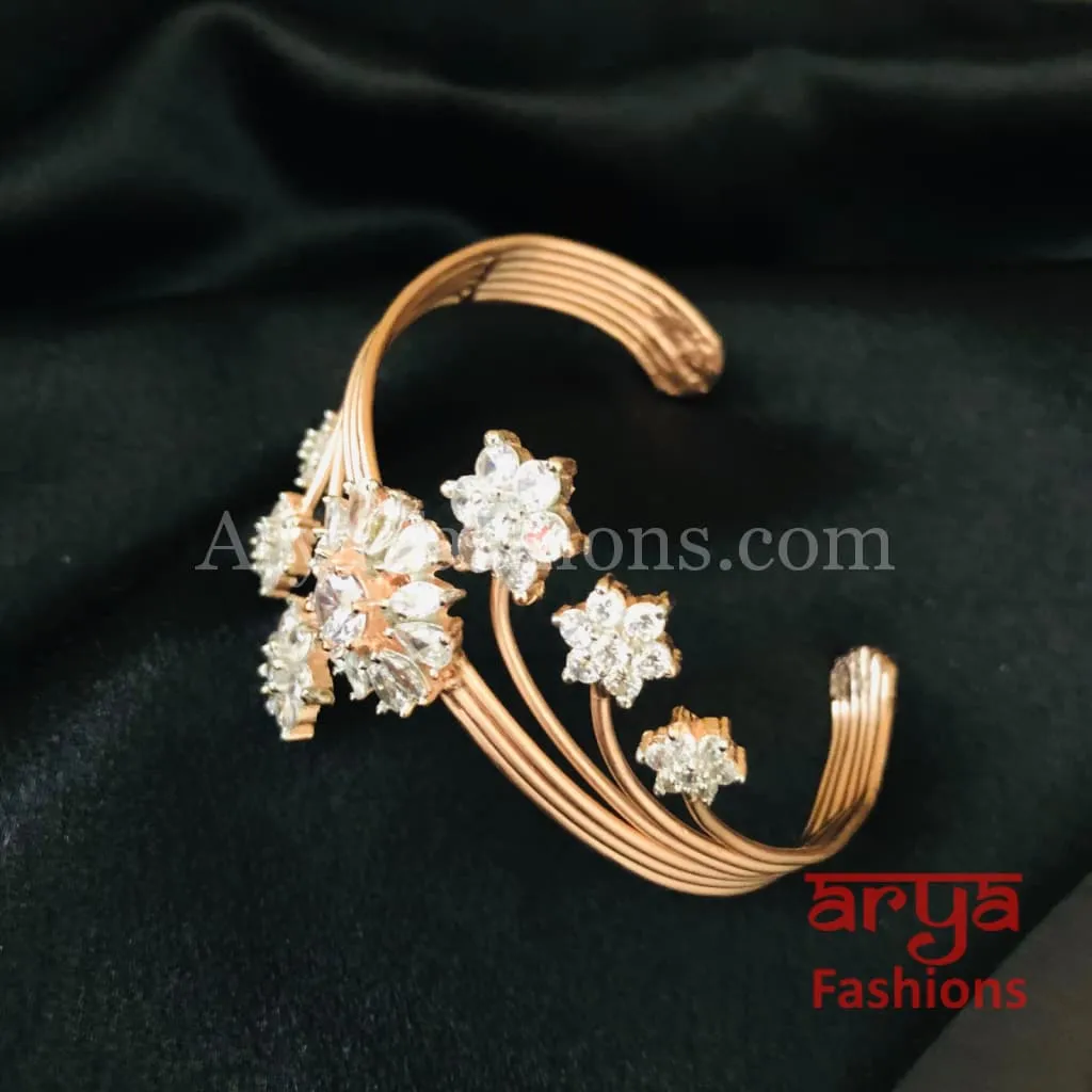 CZ Cuff Rose Gold Bracelet / Silver Fusion Bracelet