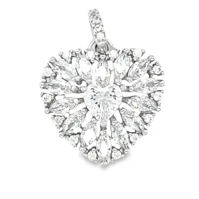D1628 CZ Heart Stone with CZ Heart Pendant