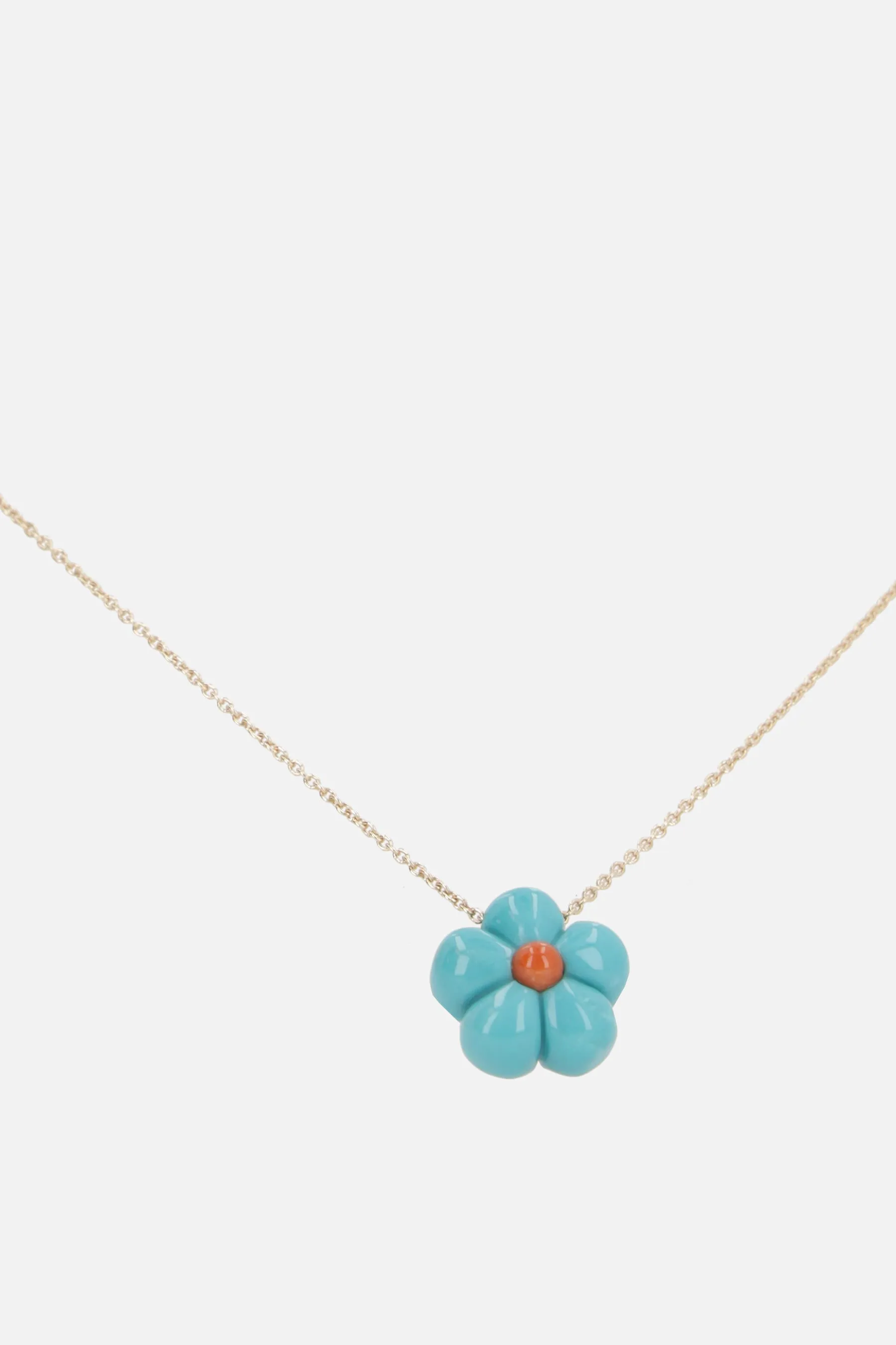 Daisy Turquoise necklace in yellow gold