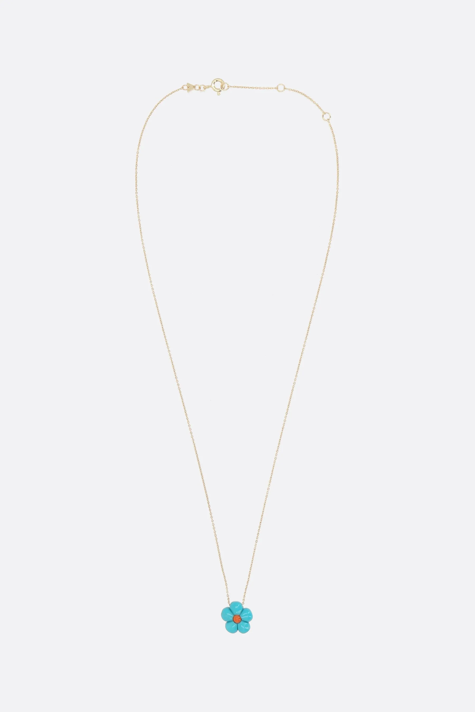 Daisy Turquoise necklace in yellow gold