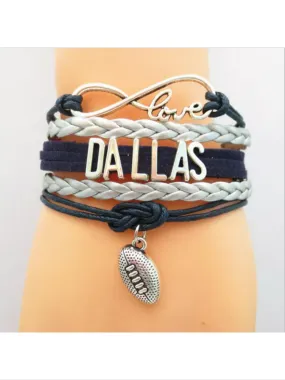 Dallas Cowboys leather style football  charm bracelet