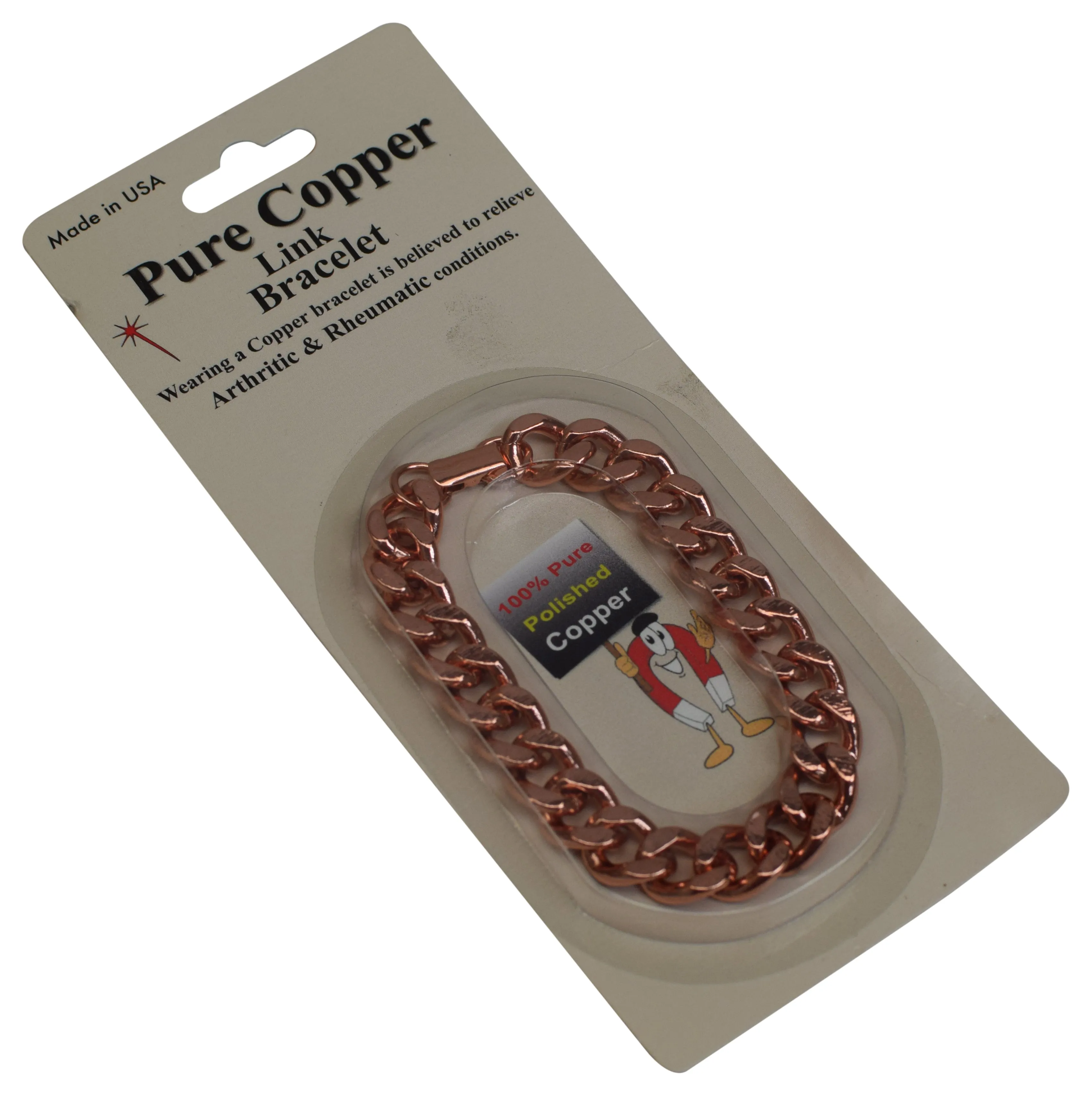 Deluxe Solid Copper Heavy Mens Chain Link Bracelet