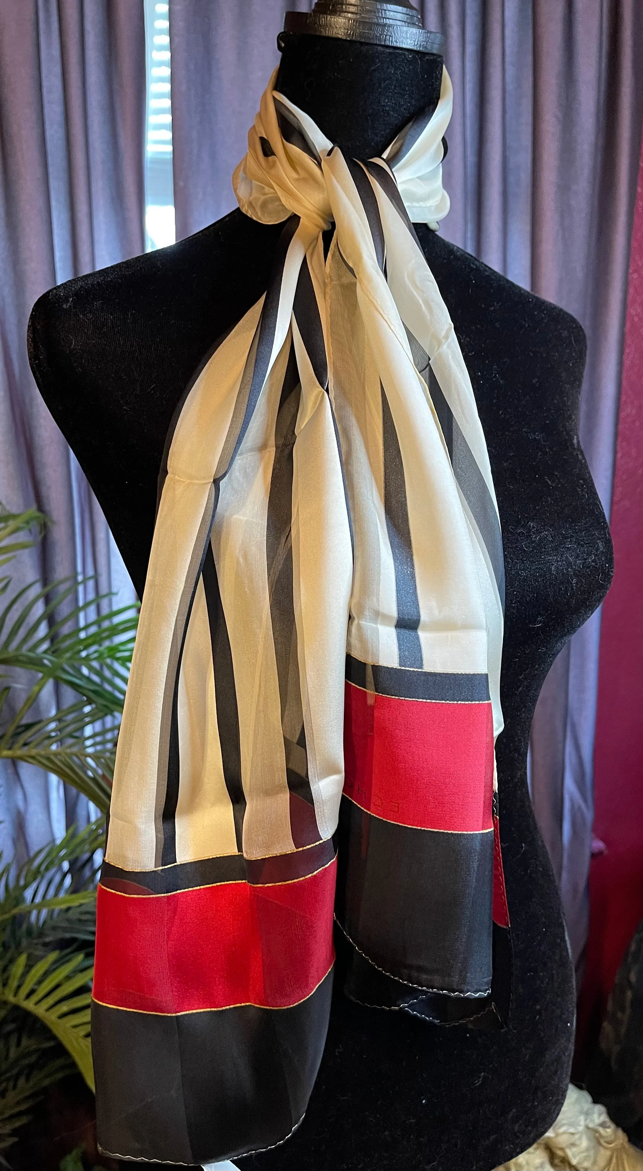 Designer, Vintage Echo Oblong Scarf 100% silk