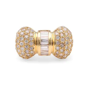 Diamond 18k Yellow Gold Bow Ring