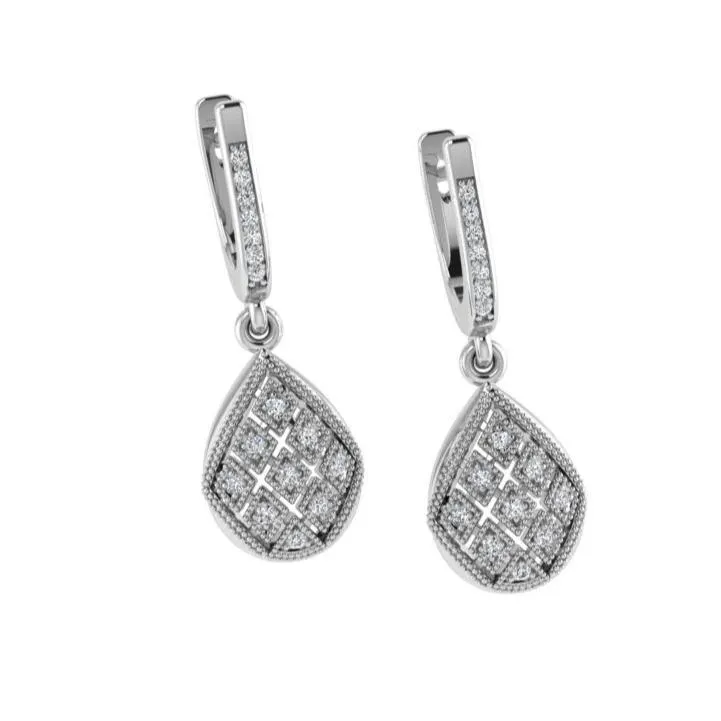 Diamond Drop Earrings White Gold 0.22 ctw