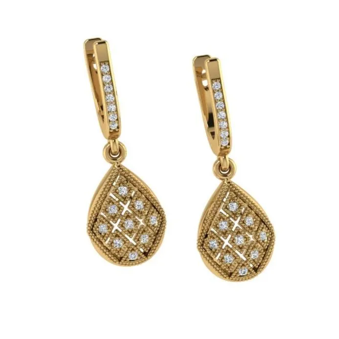 Diamond Drop Earrings White Gold 0.22 ctw