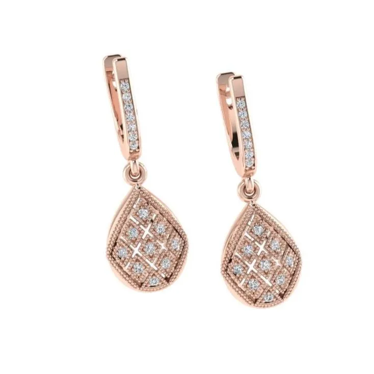 Diamond Drop Earrings White Gold 0.22 ctw