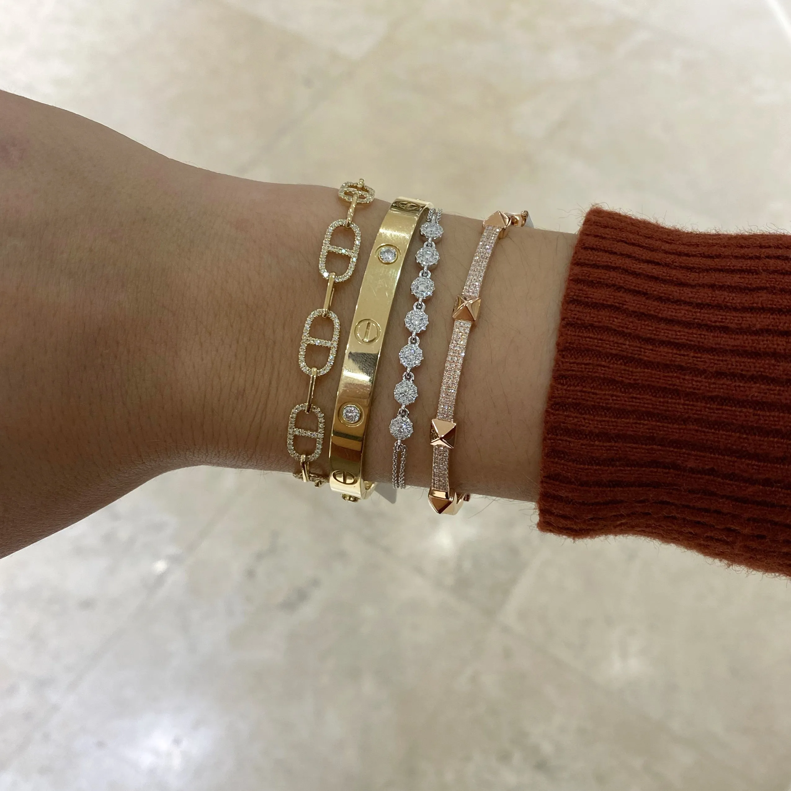 Diamond Halo Cable Chain Bracelet
