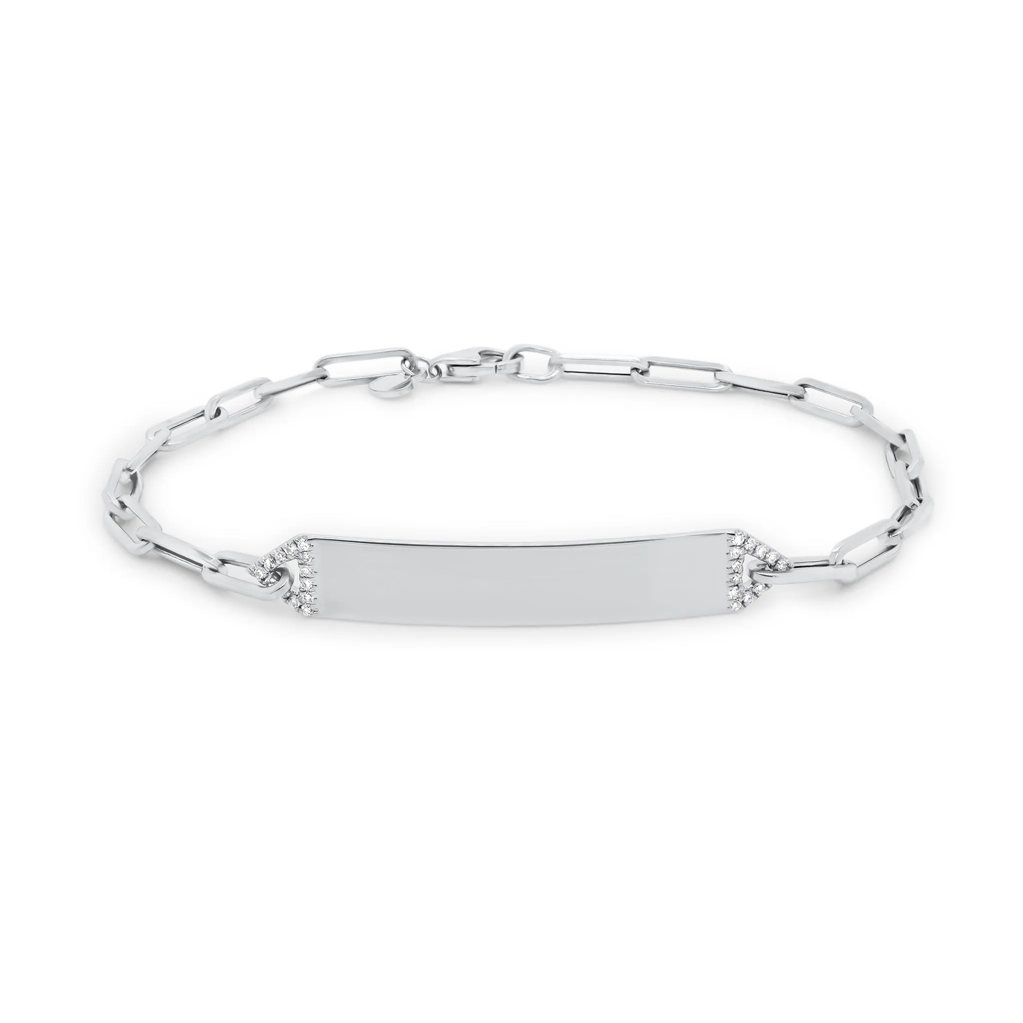 Diamond ID Bracelet with Paperclip Chain
