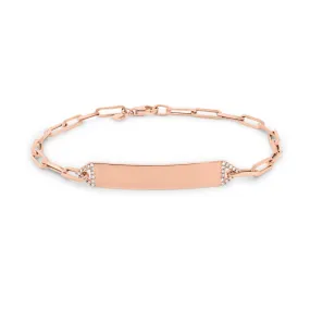Diamond ID Bracelet with Paperclip Chain