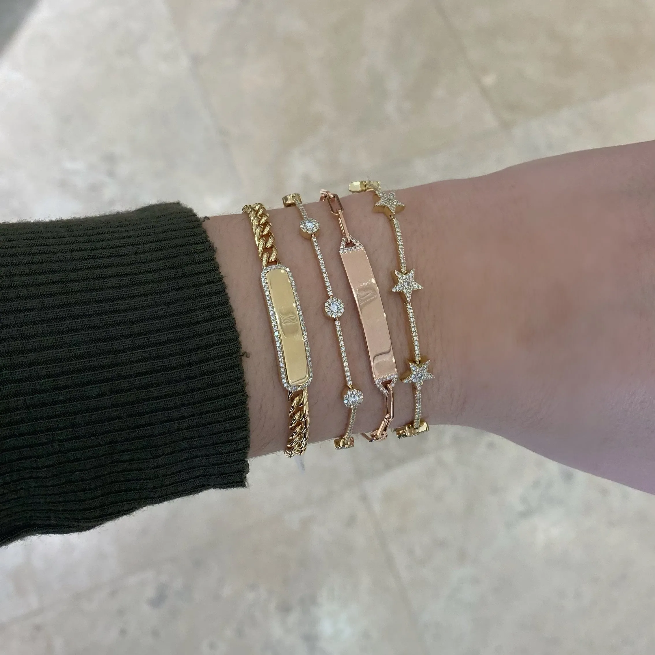Diamond ID Bracelet with Paperclip Chain