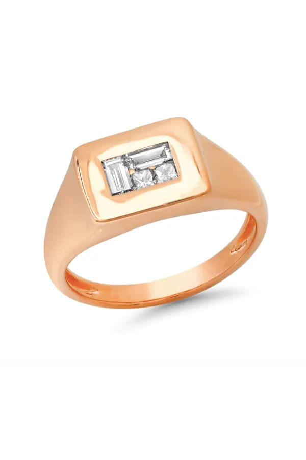 Diamond Multi Cut Illusion Signet Ring