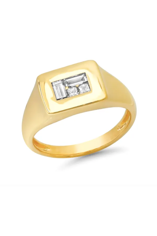 Diamond Multi Cut Illusion Signet Ring