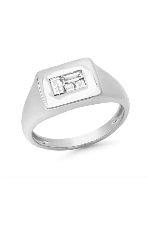 Diamond Multi Cut Illusion Signet Ring