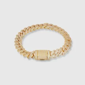 DIAMOND PRONG CUBAN BRACELET 8MM - Gold
