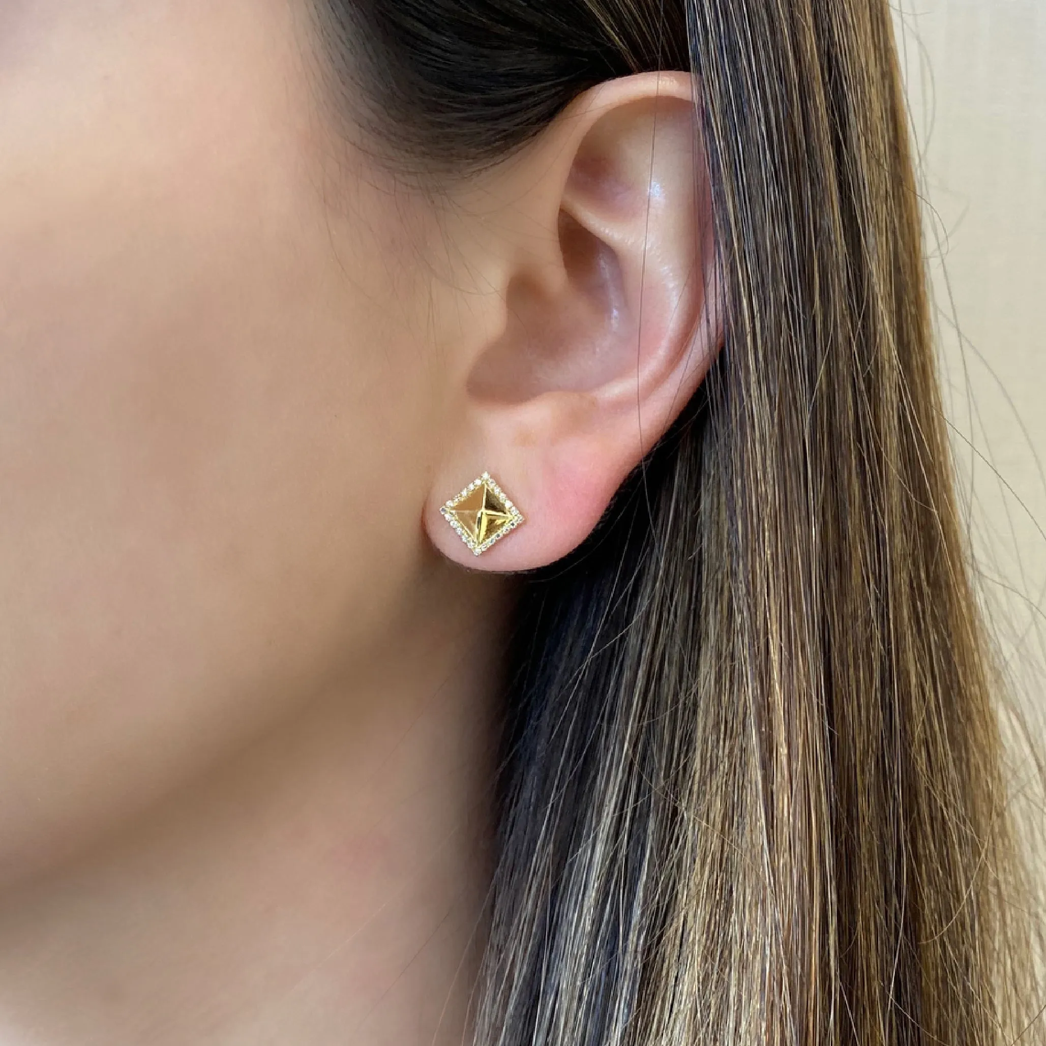 Diamond Pyramid Stud Earrings