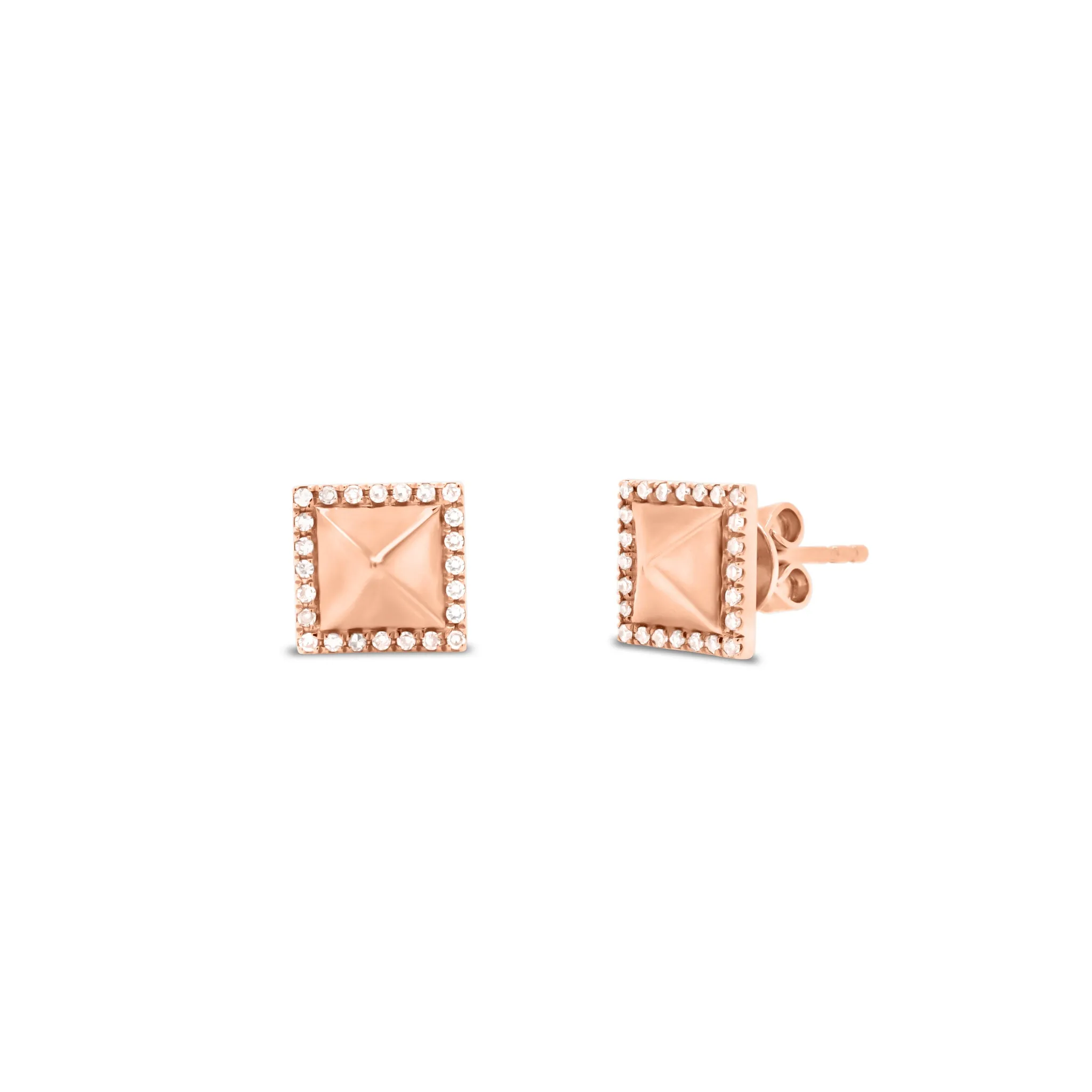 Diamond Pyramid Stud Earrings