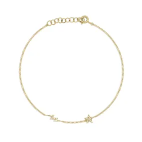 Diamond Star and Lightning Bolt Fashion Bracelet