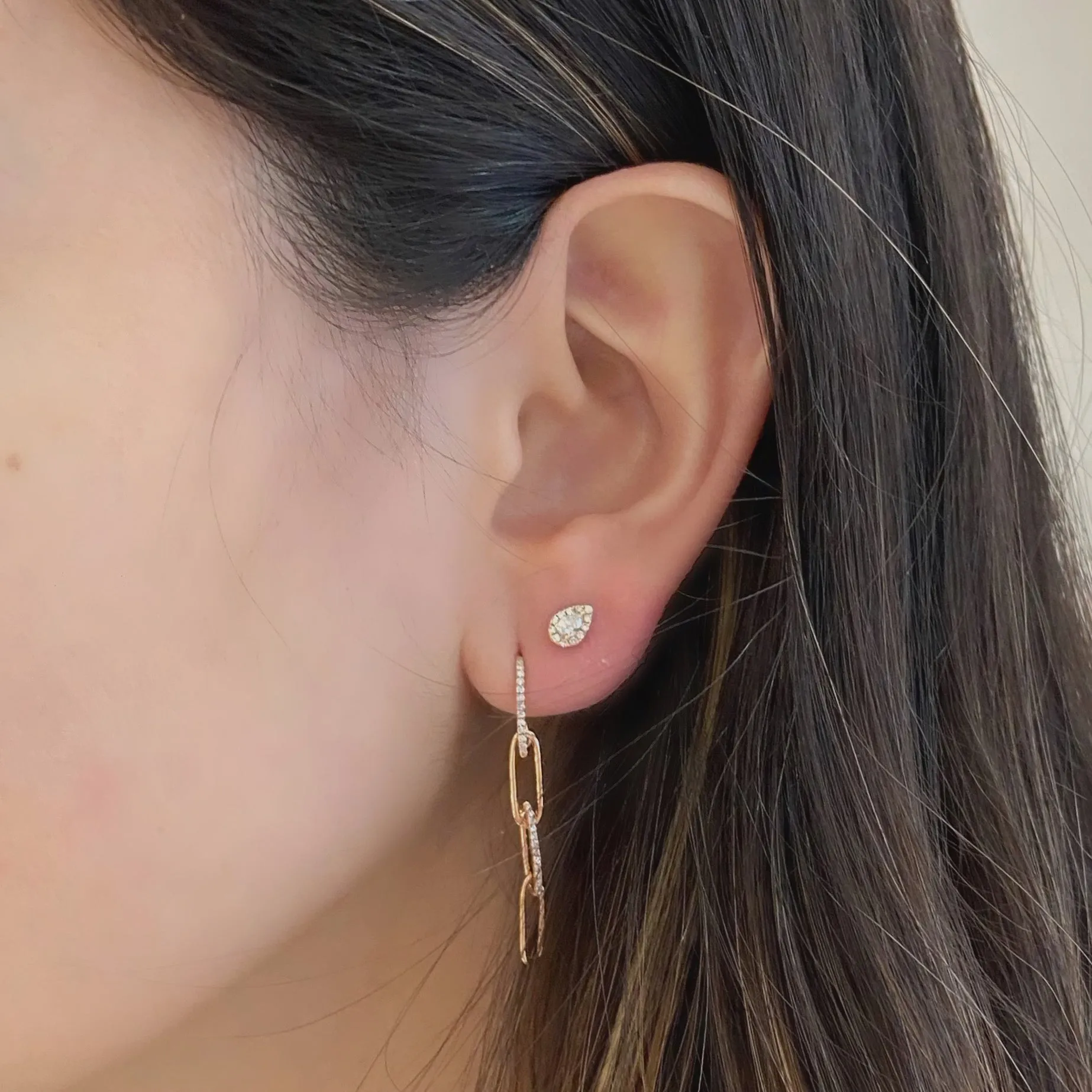 Diamond Teardrop Stud Earrings