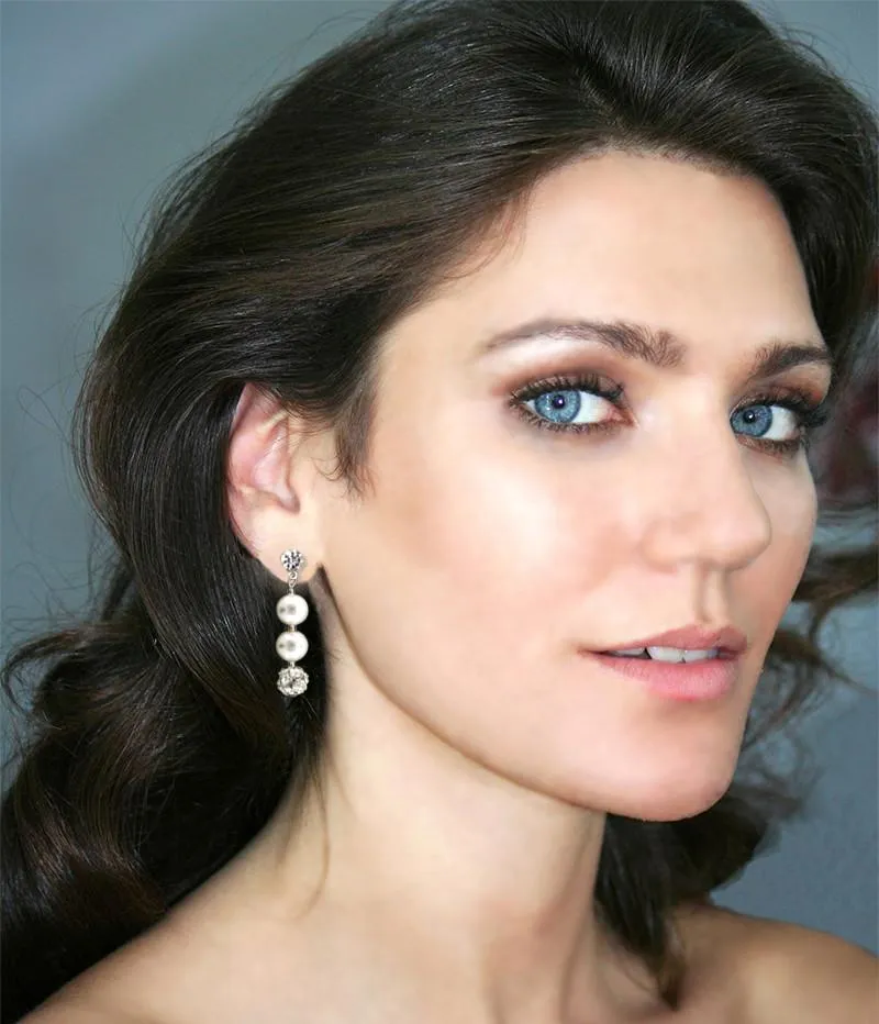 Earrings with Rhinestone Beads & Pearls