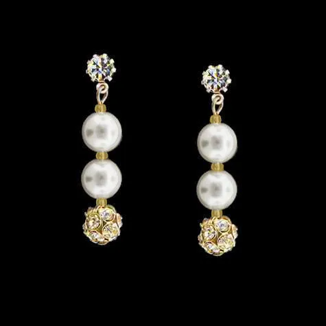 Earrings with Rhinestone Beads & Pearls