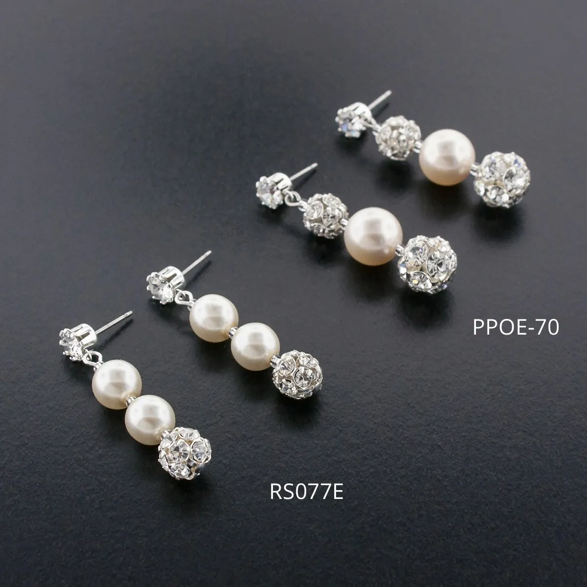 Earrings with Rhinestone Beads & Pearls