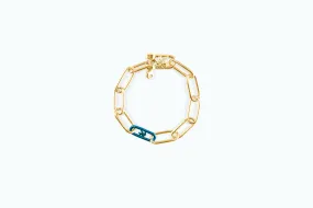 Electro Signature Chain Bracelet Gold Neon Blue