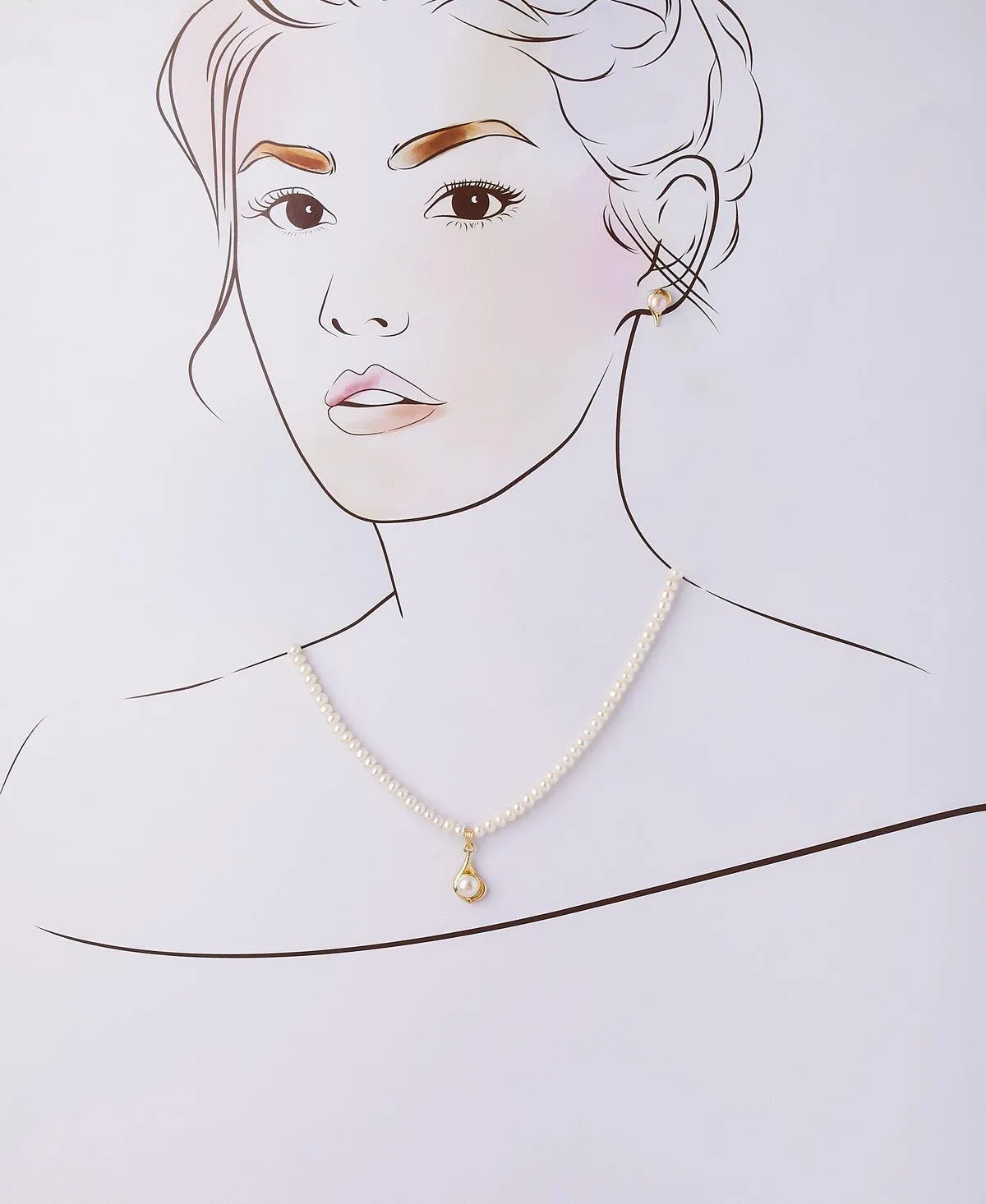 Elegant Real Pearl Necklace Set